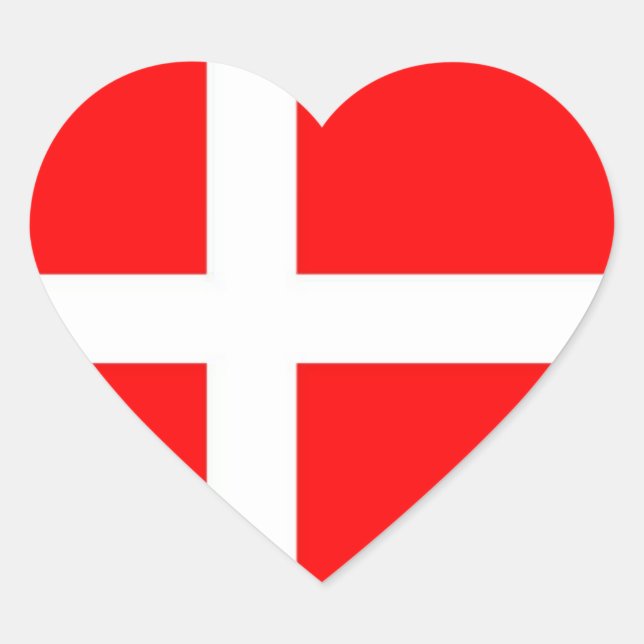 DANISH FLAGGA HJÄRTFORMAT KLISTERMÄRKE (Framsida)