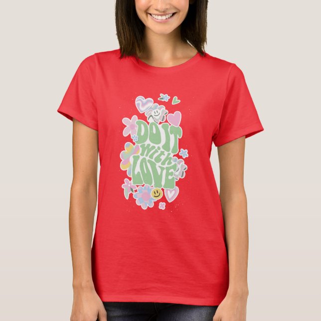 DANISH PASTEL RETRO GÖR DET MED KÄRLEK T SHIRT (Framsida)
