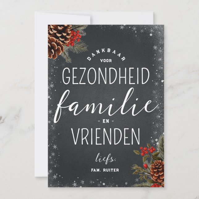 Dankbaar Gezondheid Familie Vrienden Kerstmis Julkort (Framsida)
