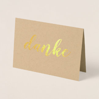 Danke German Tack Elegant Push Script Guld Folierat Kort