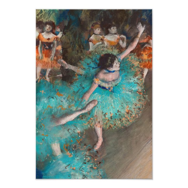 Danker i Grönt, dansdansare av Edgar Degas Fototryck (Framsidan)