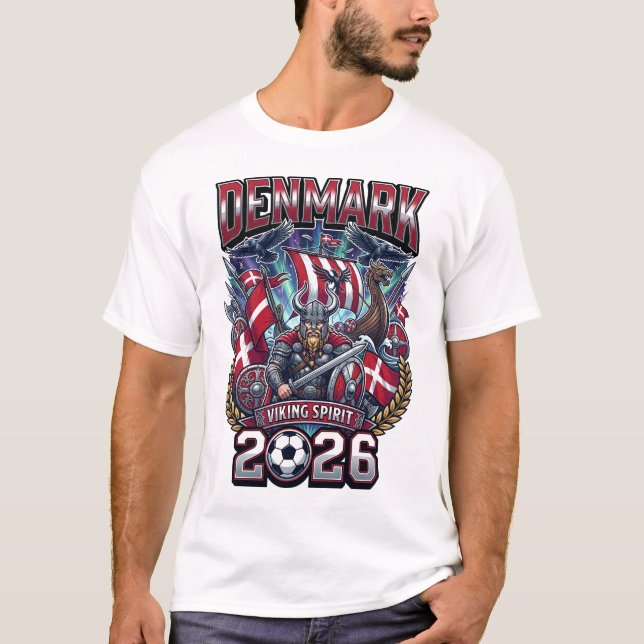 Danmark 2026 Personlig Fotbollsfan T-Shirt  (Framsida)