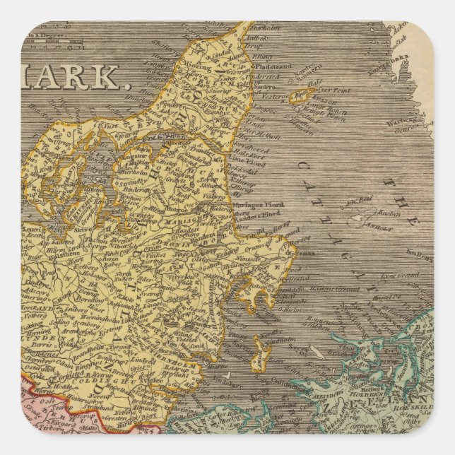Danmark 4 fyrkantigt klistermärke (Framsida)