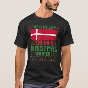 Danmark Äkta julsötare Danmark Flagga för Da T Shirt