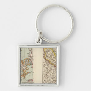 Danmark, Alsace Lorraine, Palatinate Fyrkantig Silverfärgad Nyckelring