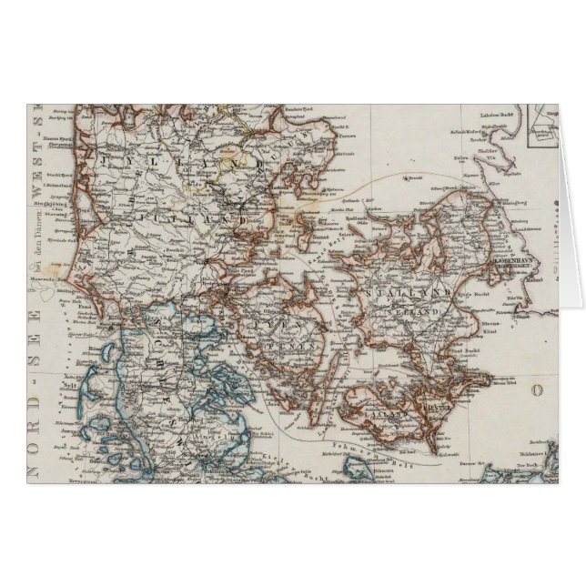 Danmark Atlas Karta med 5 tum kartor Hälsningskort (Framsidan Horizontal)