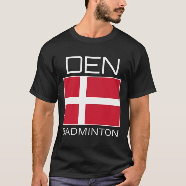 Danmark Badminton Team Dansk Idrottsman Den Flagga T Shirt (Framsida)