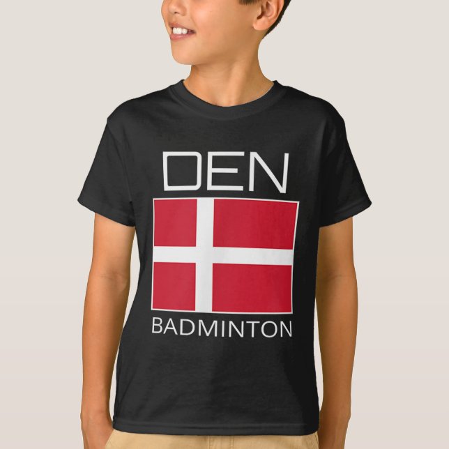 Danmark Badminton Team Dansk Idrottsman Den Flagga T Shirt (Framsida)