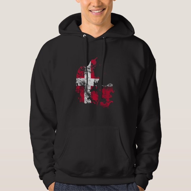Danmark bedrövade flagga sweatshirt (Framsida)