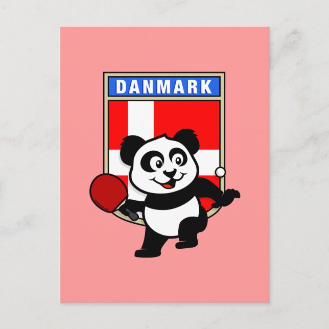 Danmark Bord Tennis Panda Vykort (Framsida)