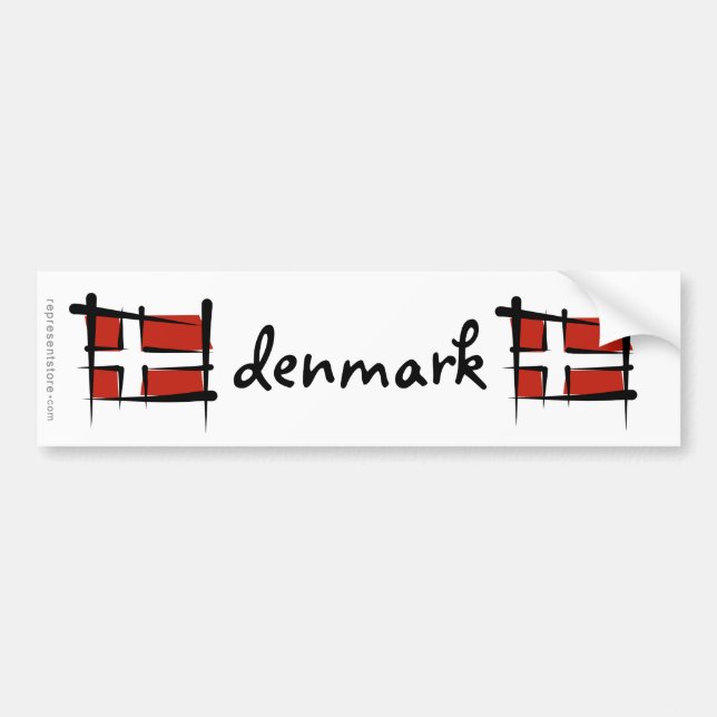 Danmark borstar flagga bildekal (Framsidan)