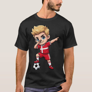 Danmark Dab Kid Mål Tecknad Dansk Flagga För Pojka T Shirt