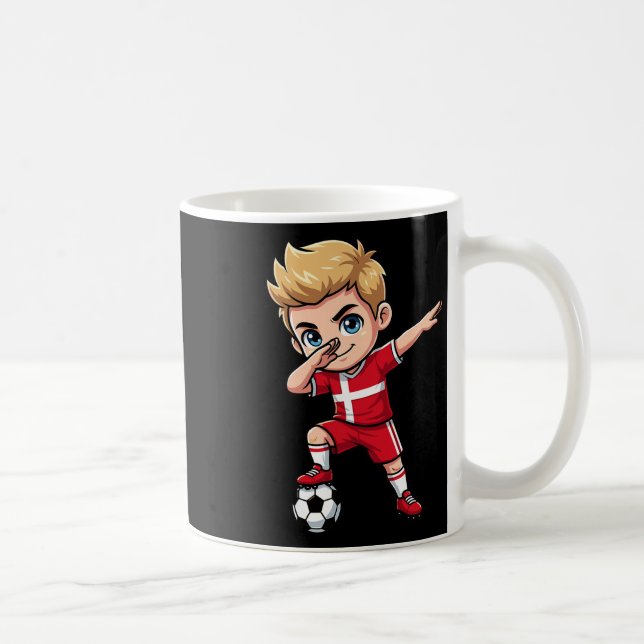 Danmark Dab Kid Målsättning Tecknad Dansk Flagga F Kaffemugg (Höger)
