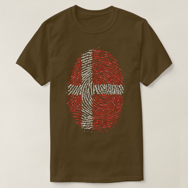Danmark Dane Dane Dane Dingerprint Flagga T Shirt (Design framsida)