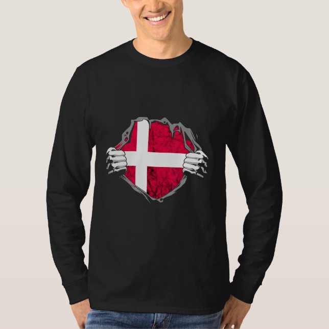 Danmark Danes Chest Pride Danmark Roots T Shirt (Framsida)