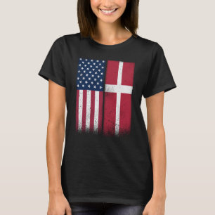Danmark Dansk Dansk American Flaggor Proud USA Dan T Shirt