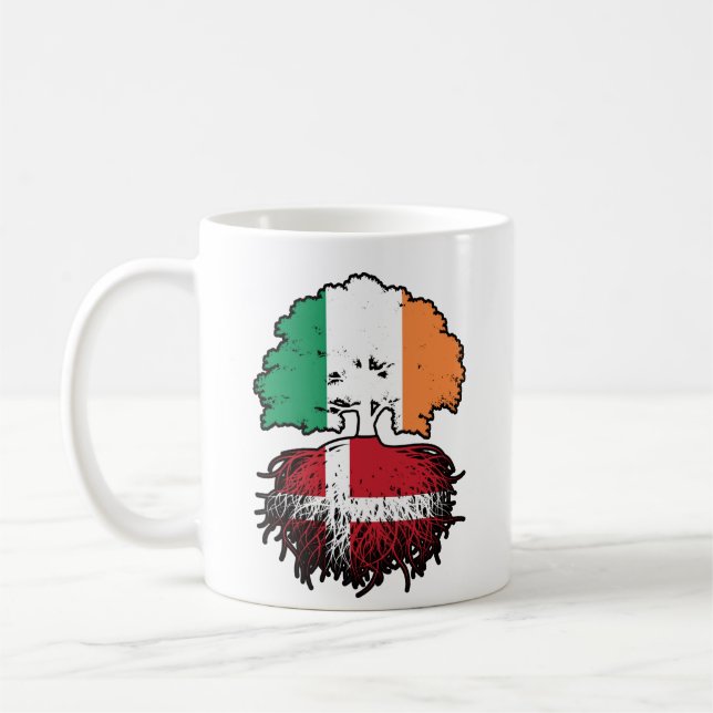 Danmark Dansk Irish Ireland Träd Roots Flagga Kaffemugg (Vänster)