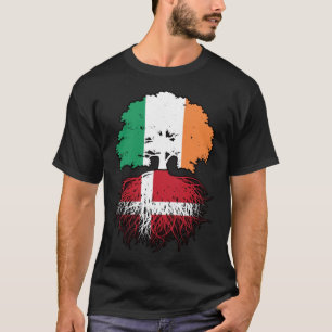 Danmark Dansk Irish Ireland Träd Roots Flagga T Shirt