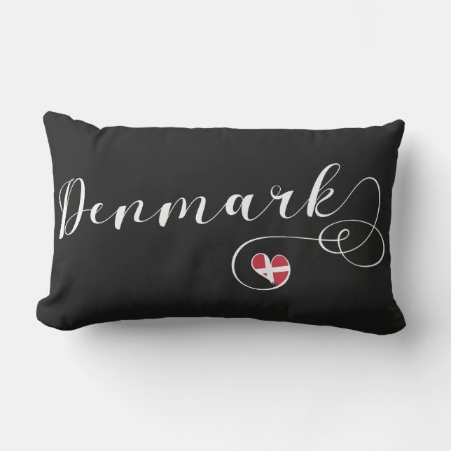 Danmark, danska Flagga i hjärtat Lumbarkudde (Framsida)