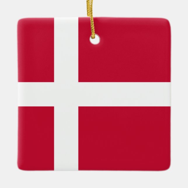 Danmark (danska) Flagga Julgransprydnad Keramik (Framsida)