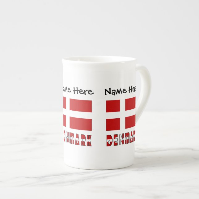 Danmark Danska Flagga Personlig  Benporslin Mugg (Framsida höger)
