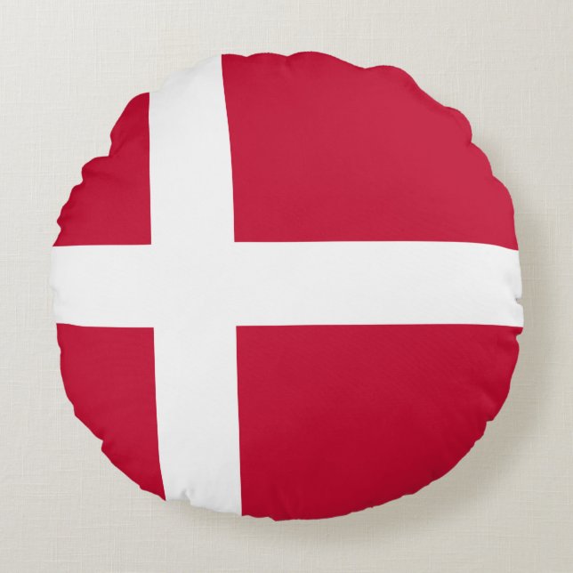 Danmark (danska) Flagga Rund Kudde (Framsidan)