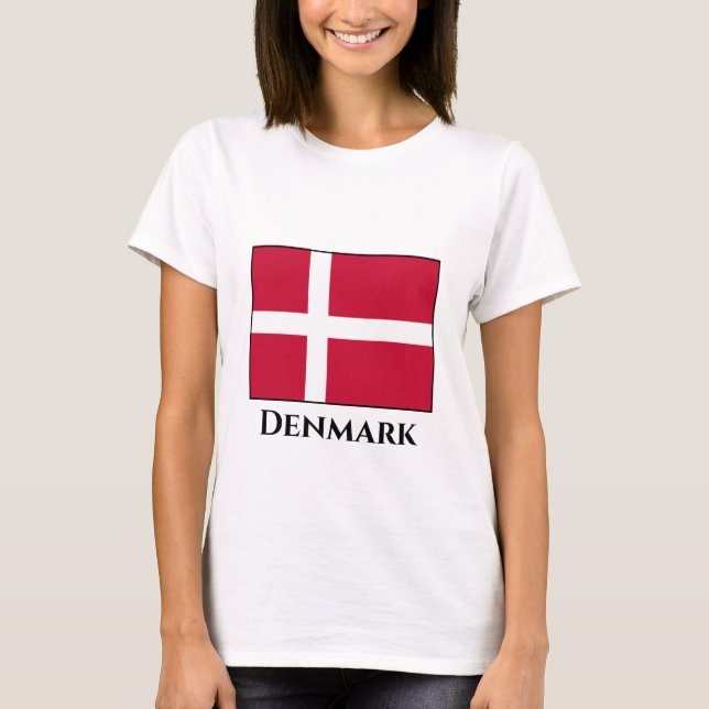 Danmark (danska) Flagga T Shirt (Framsida)