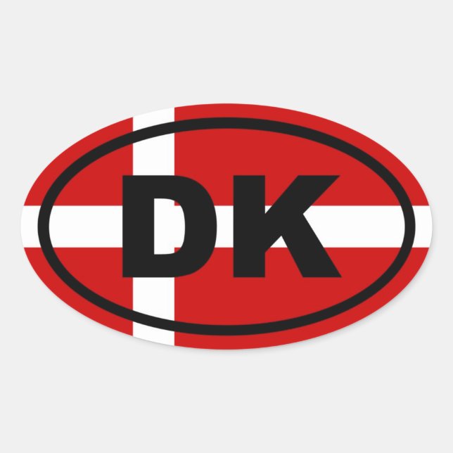 Danmark - DK - Europeiska Ovalt Klistermärke (Framsida)
