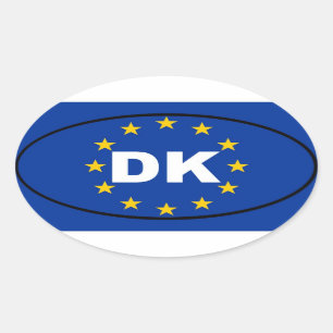 Danmark - DK - Europeiska union Ovalt Klistermärke