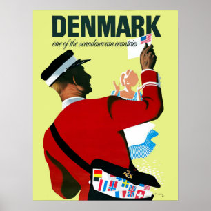Danmark, en brevbärare med ett brev från USA Poster