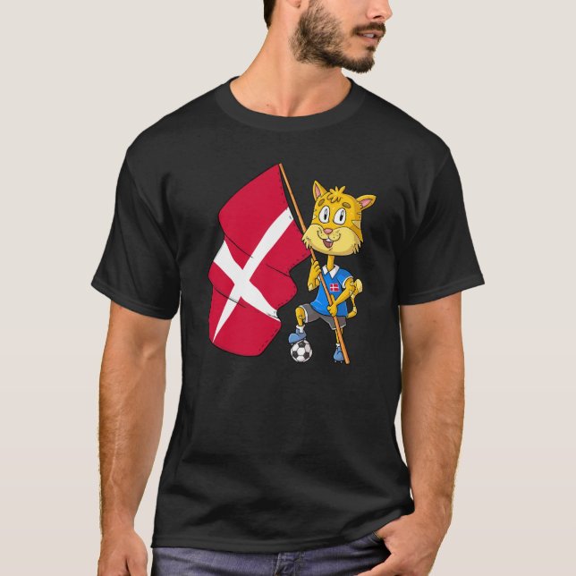 Danmark Fan Katt T Shirt (Framsida)