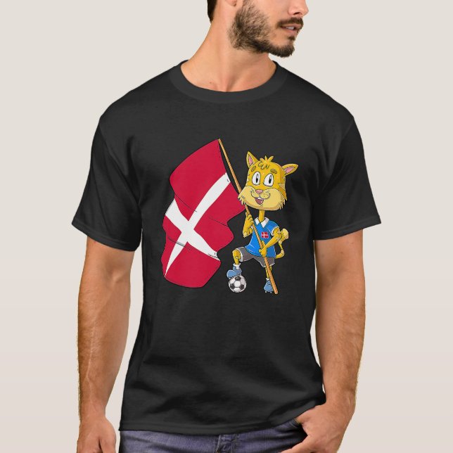 Danmark Fan Katt T Shirt (Framsida)