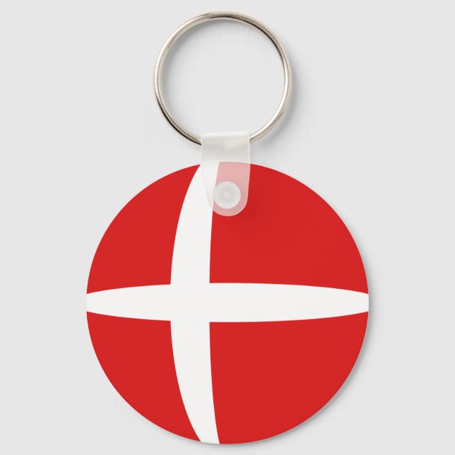 Danmark Fisheye Flagga Keychain Nyckelring (Framsida)