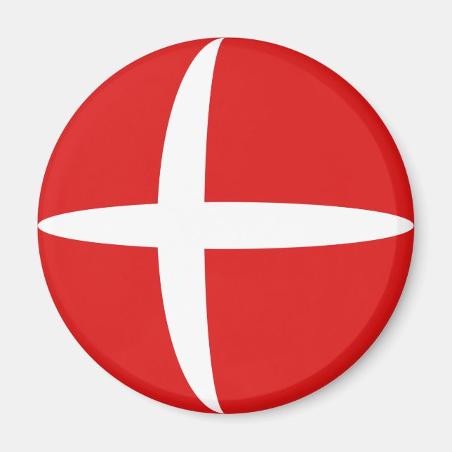 Danmark Fisheye Flagga Magnet (Framsidan)