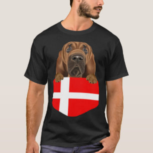 Danmark Flagga Bloodhound Hund in Pocket T Shirt