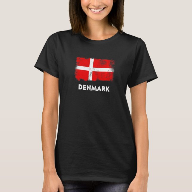 Danmark Flagga Danmark Danemark White Red T Shirt (Framsida)