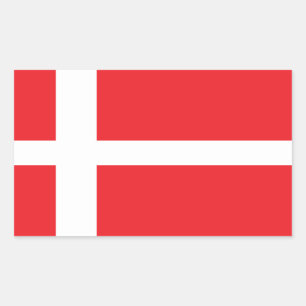 DANMARK FLAGGA DANNEBROG REKTANGULÄRT KLISTERMÄRKE