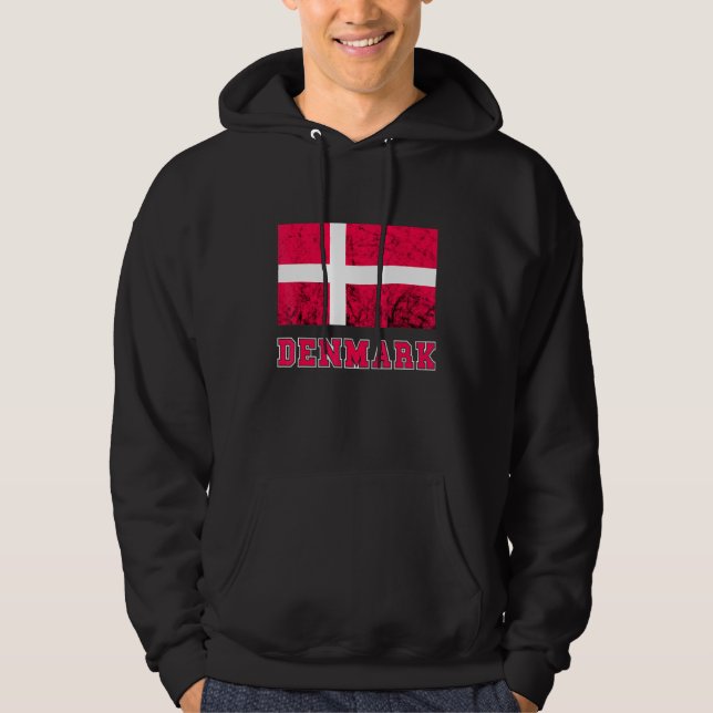 Danmark Flagga Dannebrog Retro Pride Danes Ro Hoodie (Framsida)