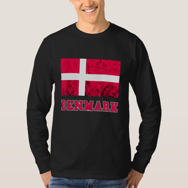 Danmark Flagga Dannebrog Retro Pride Danes Ro T Shirt (Framsida)