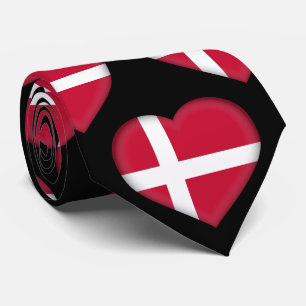 Danmark Flagga Färg Heart Mönster Neck Tie Slips