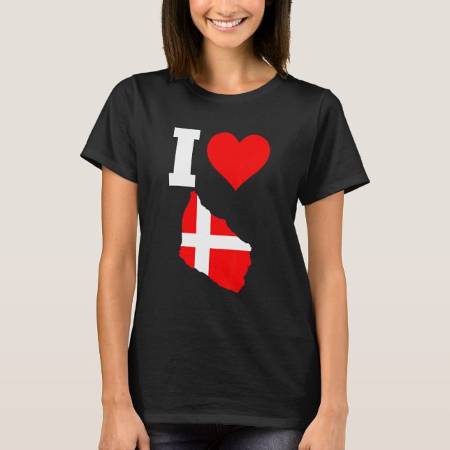 Danmark flagga för Bornholm I Kärlek Bornholm T Shirt (Framsida)