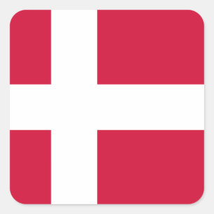 Danmark flagga fyrkantigt klistermärke