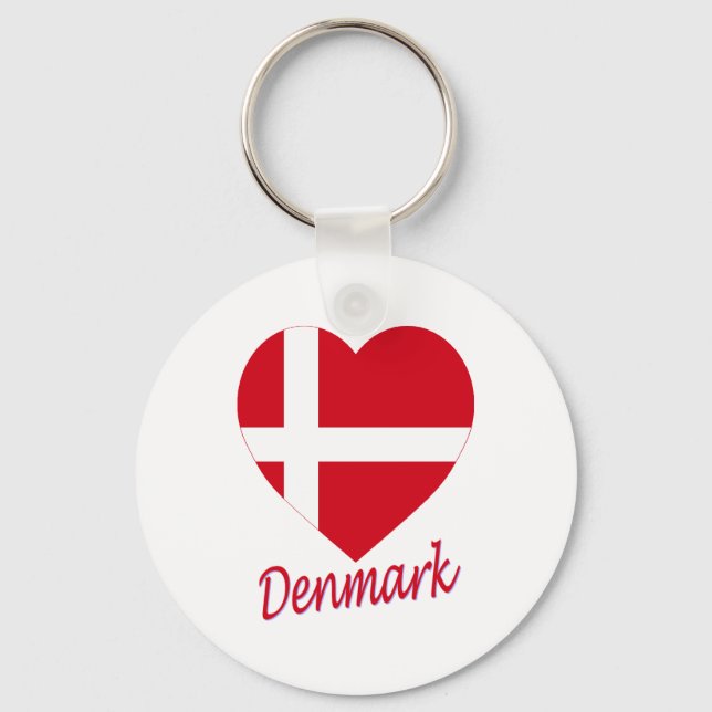 Danmark Flagga Heart Nyckelring (Framsida)