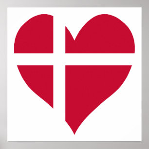 Danmark Flagga Heart Poster