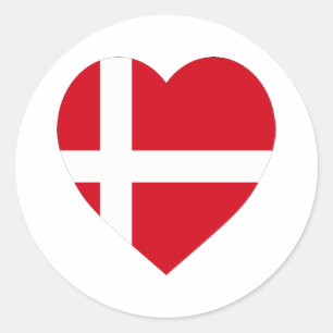 Danmark Flagga Heart Runt Klistermärke