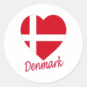 Danmark Flagga Heart Runt Klistermärke