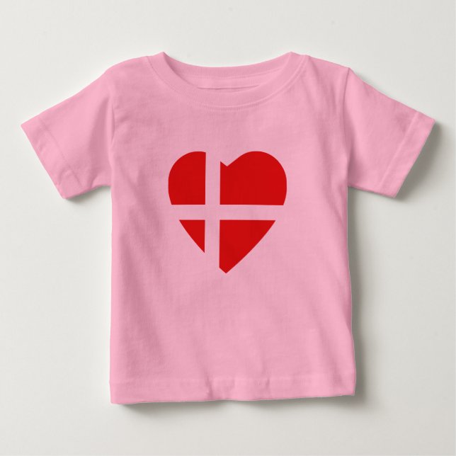 Danmark Flagga Heart T-Shirt (Framsida)