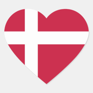 Danmark Flagga Hjärtformat Klistermärke