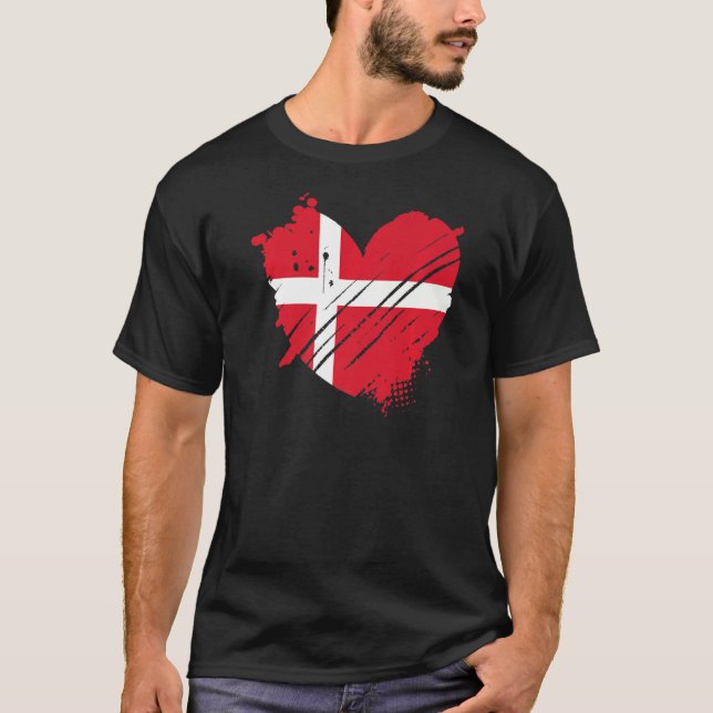 Danmark Flagga I kärlek Danmark Det finns i mitt D T Shirt (Framsida)
