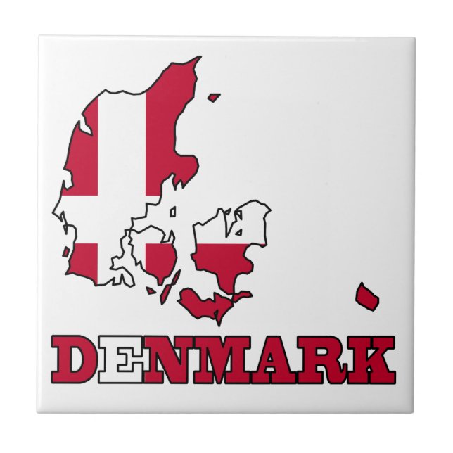 Danmark flagga i karta kakelplatta (Framsidan)